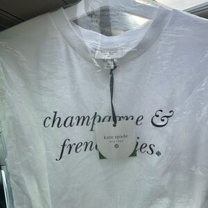 Champagne & French Fries Short Sleeve Graphic T-Shirt NWT
